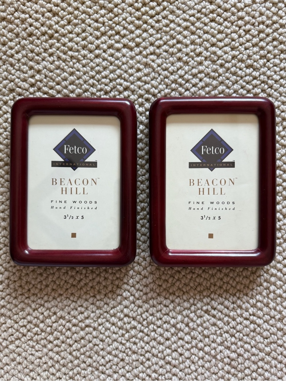 vintage burgundy wood picture frame set of 2 - fetco beacon hill!